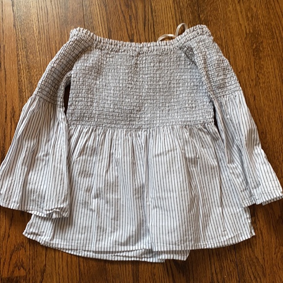 Loft stripe smocked off the shoulder top - Picture 2 of 5